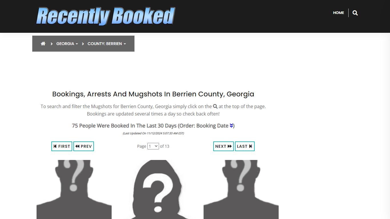 Bookings, Arrests and Mugshots in Berrien County, Georgia - Recently Booked