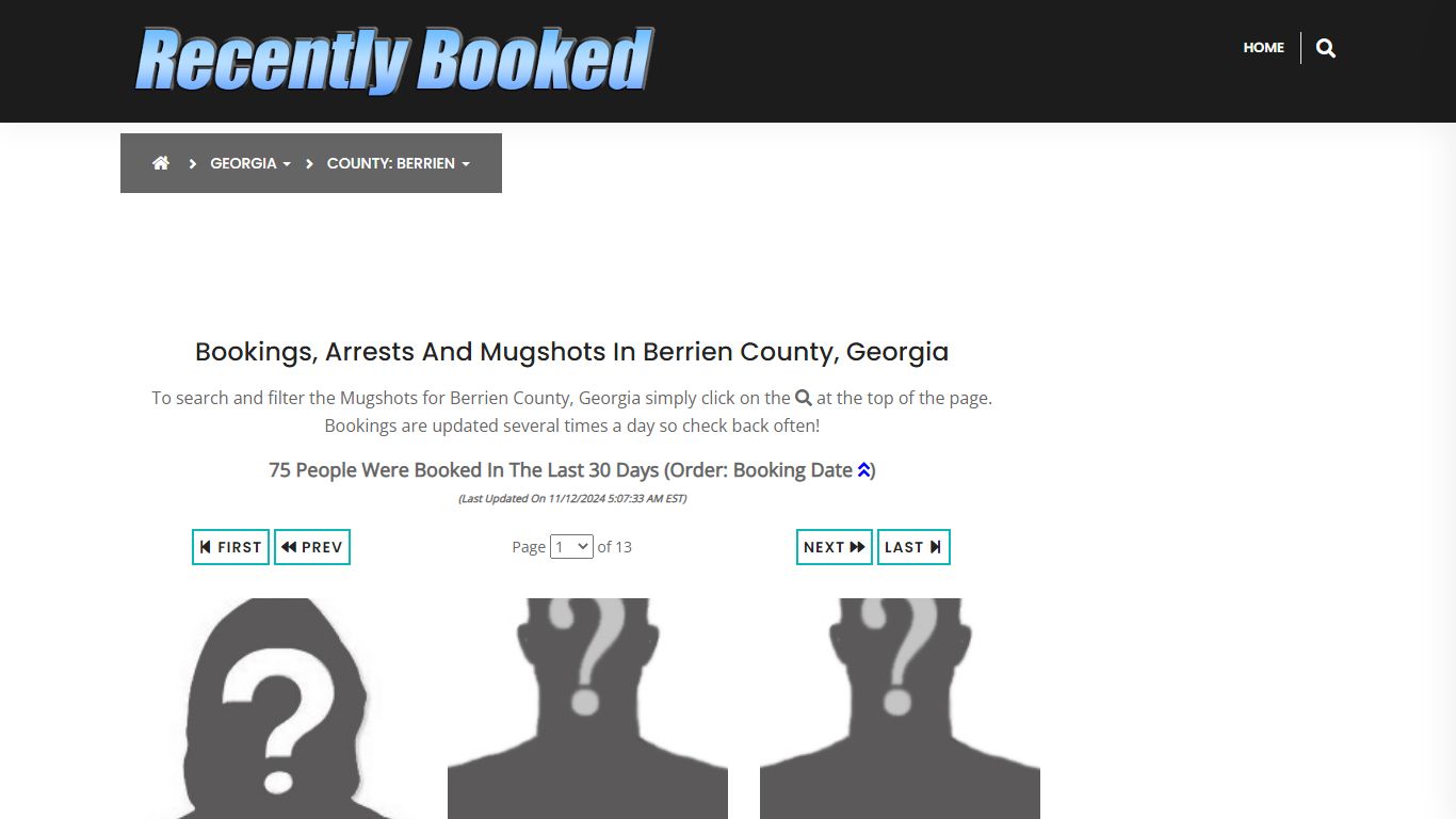 Bookings, Arrests and Mugshots in Berrien County, Georgia - Recently Booked